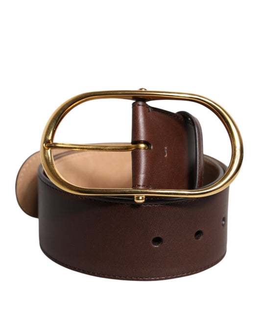 Dolce &amp; Gabbana Brauner Ledergürtel mit goldener Metallschnalle
