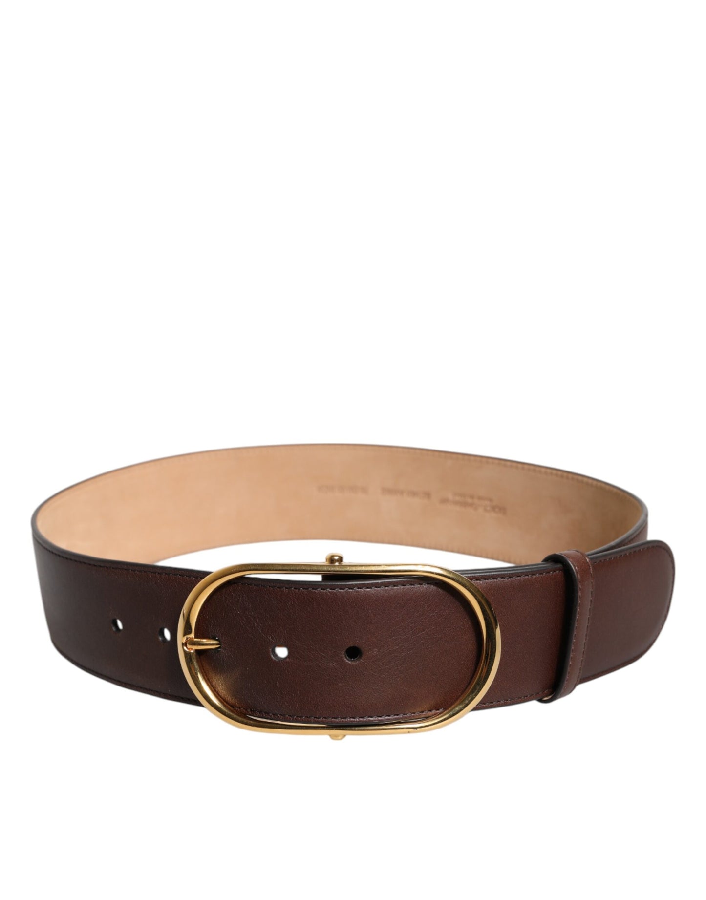 Dolce &amp; Gabbana Brauner Ledergürtel mit goldener Metallschnalle