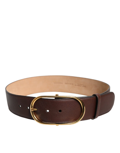 Dolce &amp; Gabbana Brauner Ledergürtel mit goldener Metallschnalle
