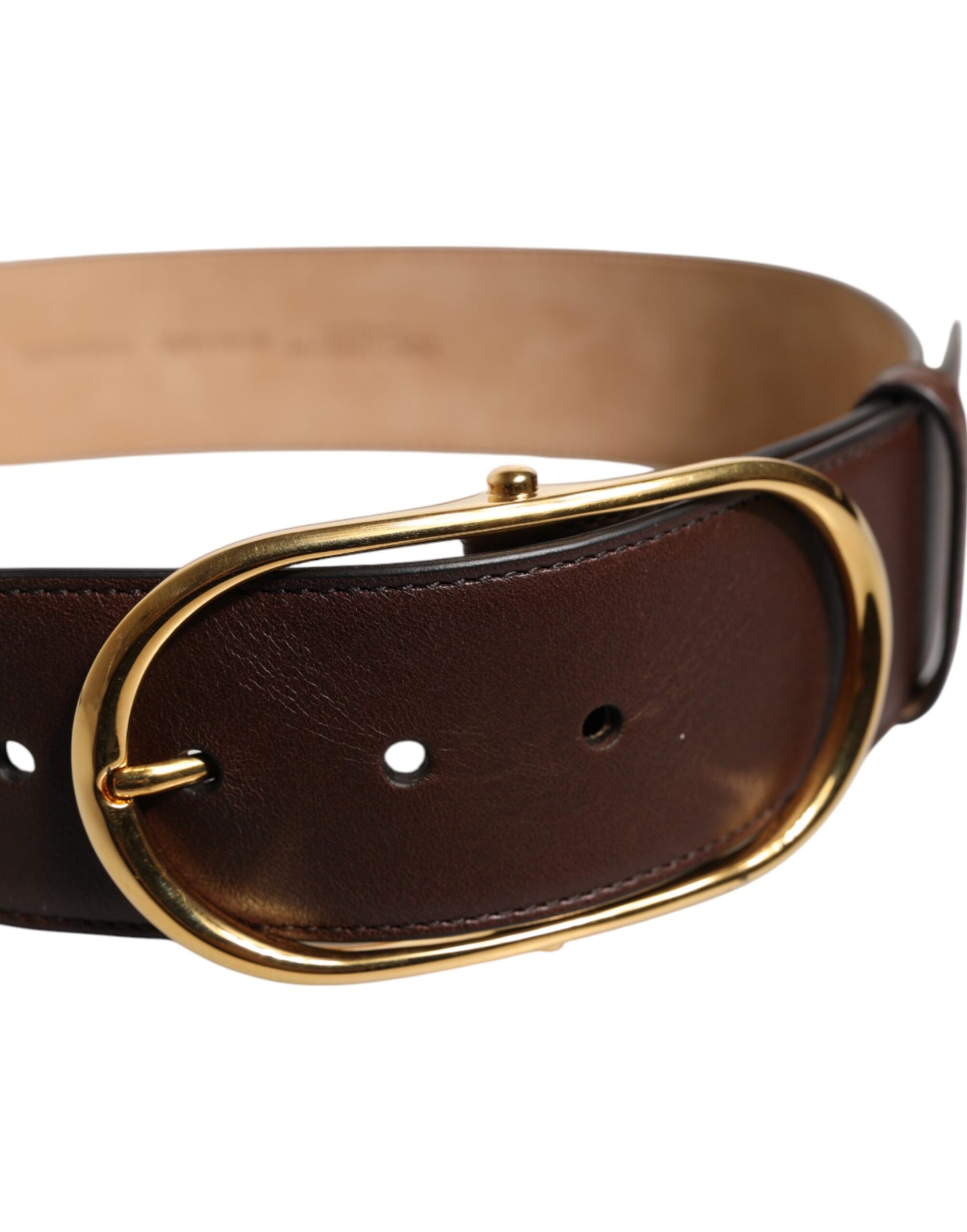 Dolce &amp; Gabbana Brauner Ledergürtel mit goldener Metallschnalle