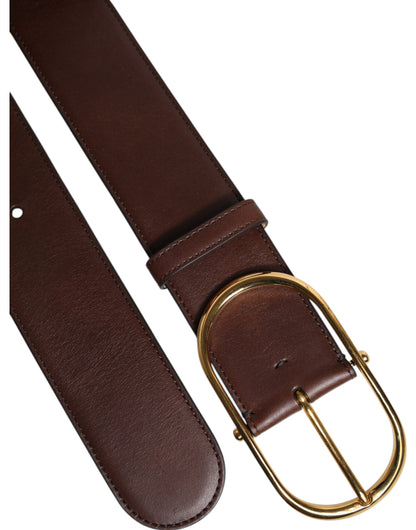 Dolce &amp; Gabbana Brauner Ledergürtel mit goldener Metallschnalle