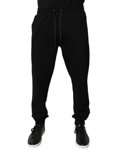 Dolce &amp; Gabbana Black Cotton Mid Waist Jogger Sweatpants Pants