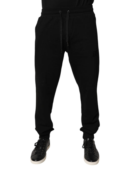Dolce &amp; Gabbana – Schwarze Jogginghose aus Baumwolle mit mittlerer Taille