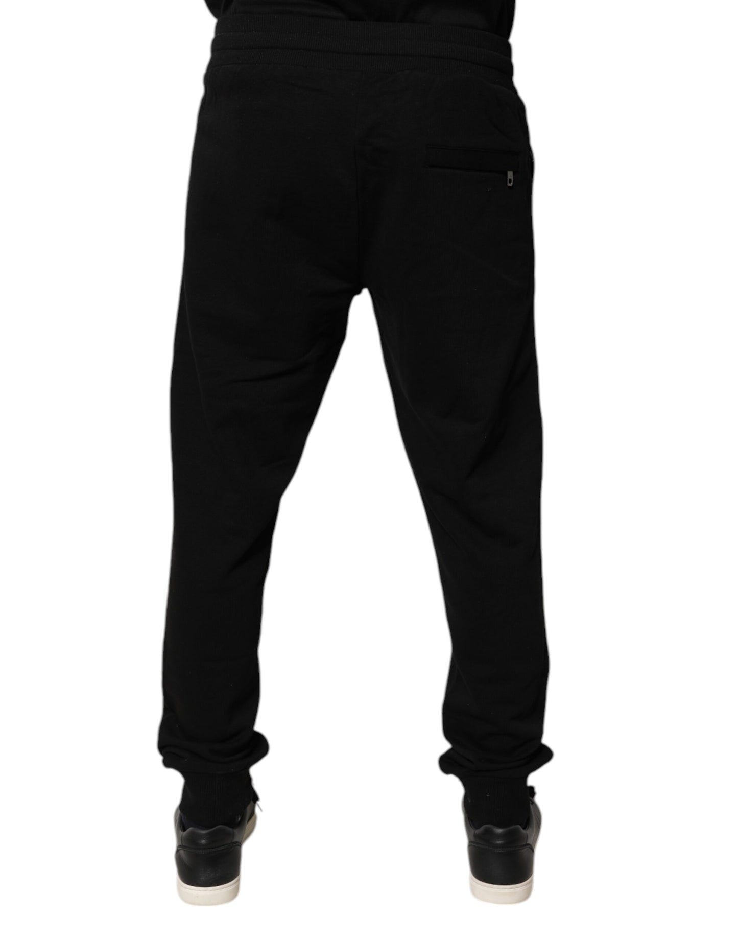 Dolce &amp; Gabbana Black Cotton Mid Waist Jogger Sweatpants Pants