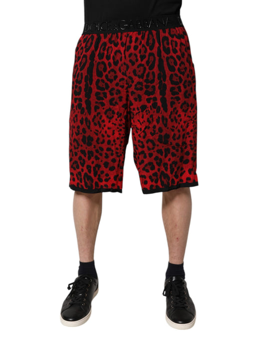 Dolce &amp; Gabbana – Bermudashorts aus Viskose mit rotem Leopardenmuster