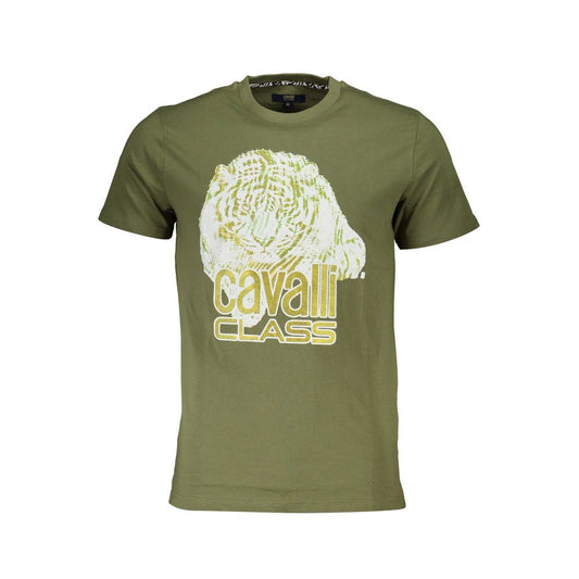 Grünes Baumwoll-T-Shirt der Cavalli-Klasse