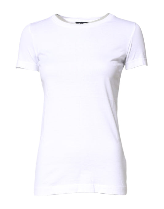 Dolce &amp; Gabbana – Weißes T-Shirt aus Baumwolle mit Rundhalsausschnitt und kurzen Ärmeln
