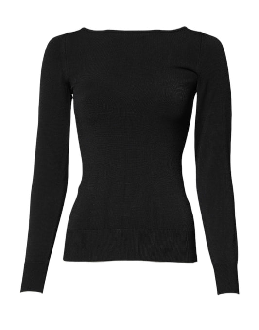 Dolce &amp; Gabbana – Schwarzes Viskose-Pullover-Oberteil mit langen Ärmeln