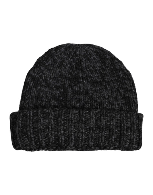 Dolce &amp; Gabbana Graue Kaschmir-Strickmütze für den Winter