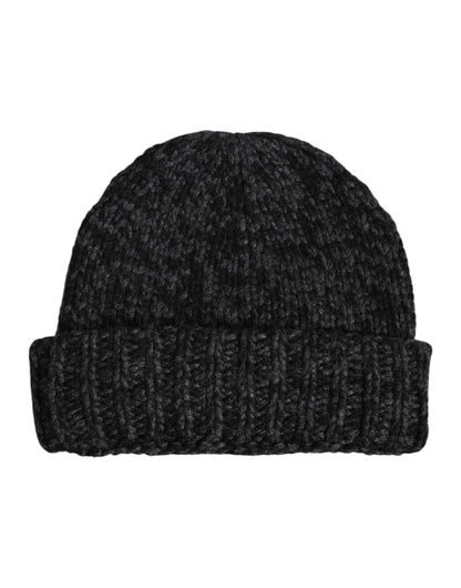 Dolce &amp; Gabbana Graue Kaschmir-Strickmütze für den Winter