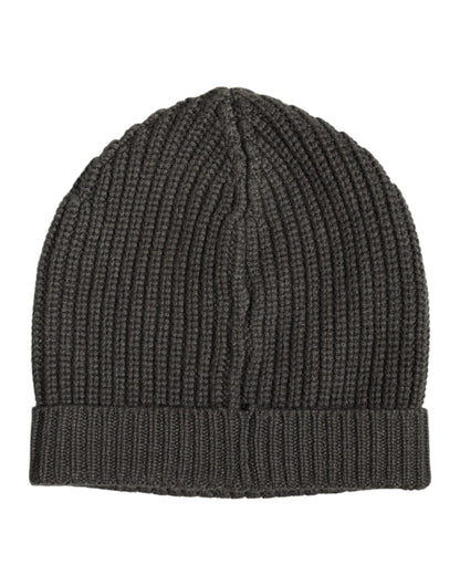 Dolce &amp; Gabbana Wintermütze aus dunkelgrauem Kaschmirstrick