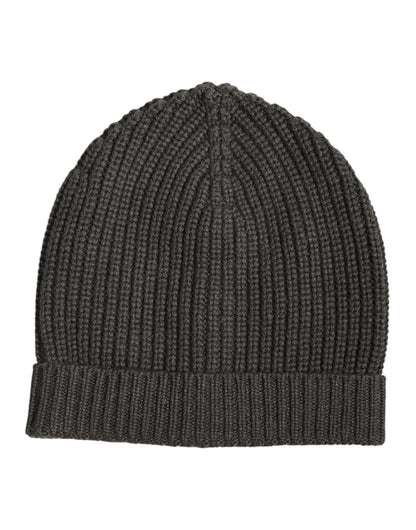 Dolce &amp; Gabbana Wintermütze aus dunkelgrauem Kaschmirstrick
