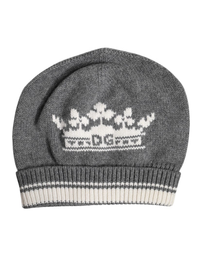 Dolce &amp; Gabbana Graue Kaschmir-Strickmütze für den Winter