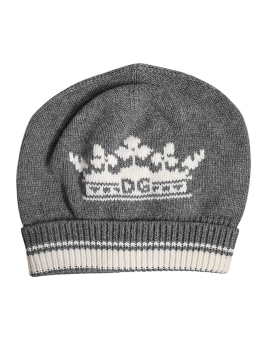 Dolce &amp; Gabbana Graue Kaschmir-Strickmütze für den Winter