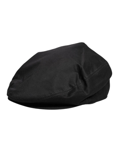 Dolce &amp; Gabbana Newsboy Capello Cabbie-Hut aus schwarzer Baumwolle
