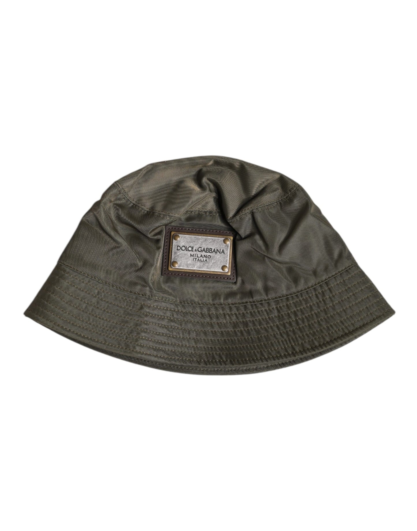 Dolce &amp; Gabbana Brown DG Plaque Wide Brim Bucket Hat