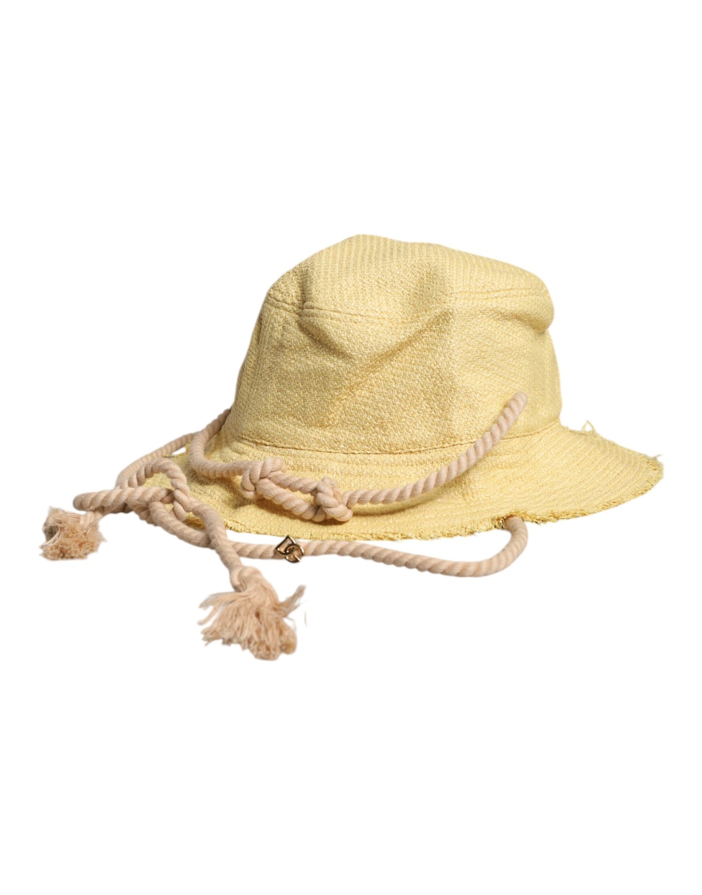 Dolce &amp; Gabbana Yellow Cotton Wide Brim Bucket
