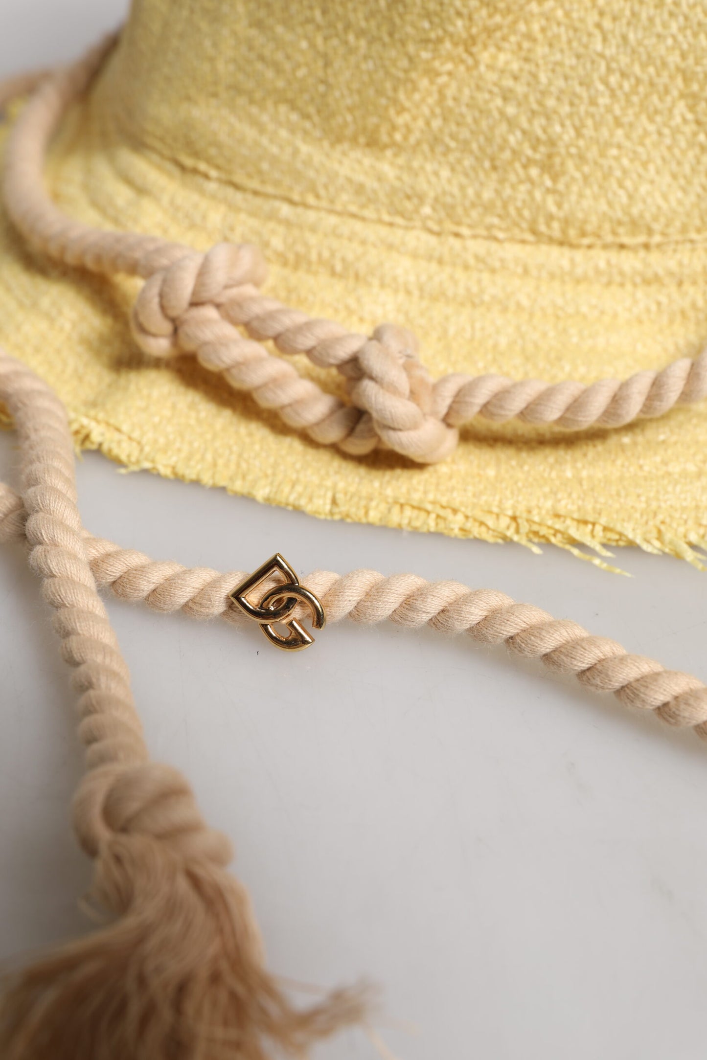Dolce &amp; Gabbana Yellow Cotton Wide Brim Bucket