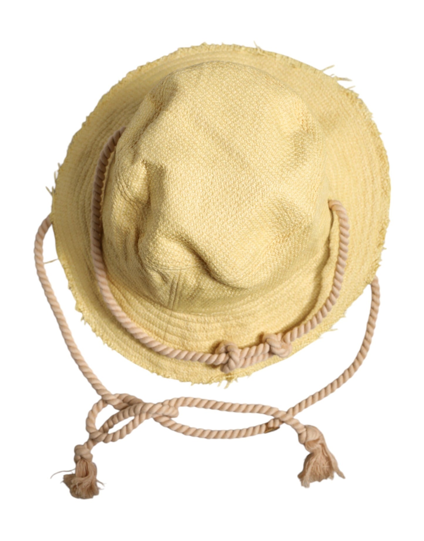 Dolce &amp; Gabbana Yellow Cotton Wide Brim Bucket