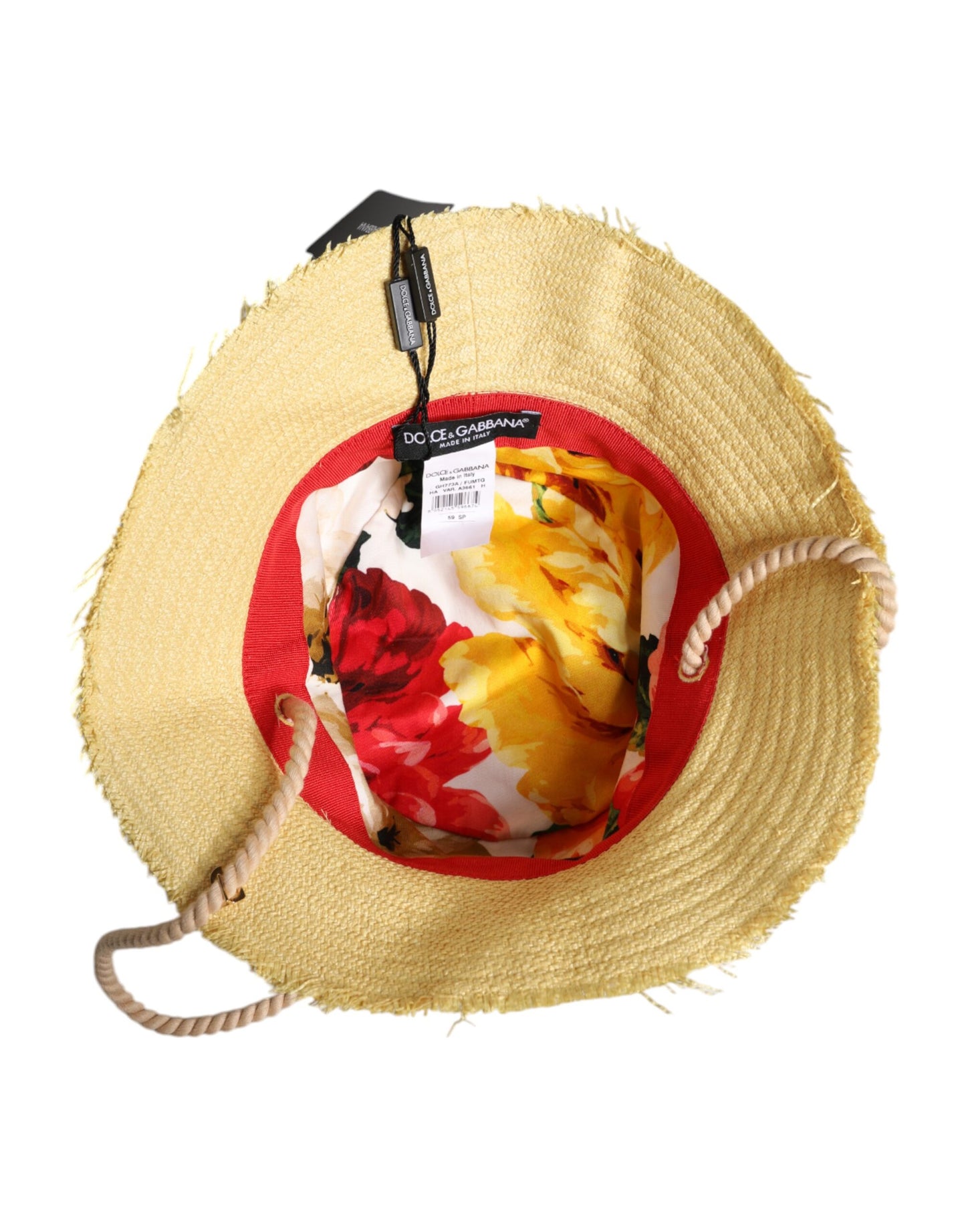 Dolce &amp; Gabbana Yellow Cotton Wide Brim Bucket