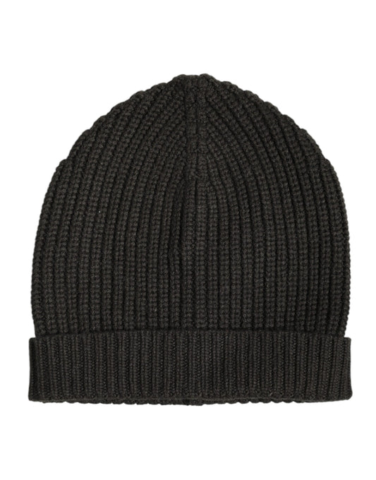 Dolce &amp; Gabbana Wintermütze aus dunkelgrauem Kaschmirstrick