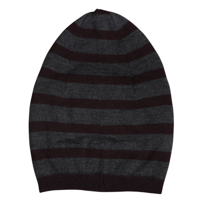 Dolce &amp; Gabbana Gray Striped Wool Knitted Winter Beanie Hat