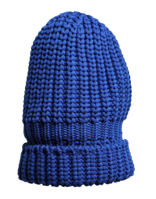 Dolce &amp; Gabbana Blaue Wollstrickmütze für den Winter