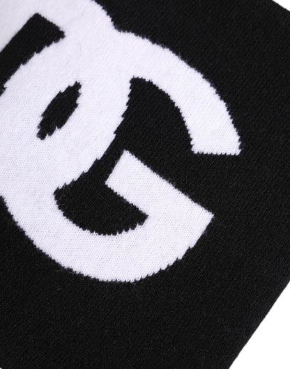 Dolce &amp; Gabbana – Gestrickter Halswärmer-Schal mit Logo-Print in Schwarz und Weiß