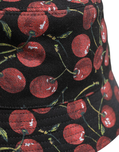 Dolce &amp; Gabbana – Fischerhut aus schwarzer Baumwolle mit breiter Krempe und Aufdruck