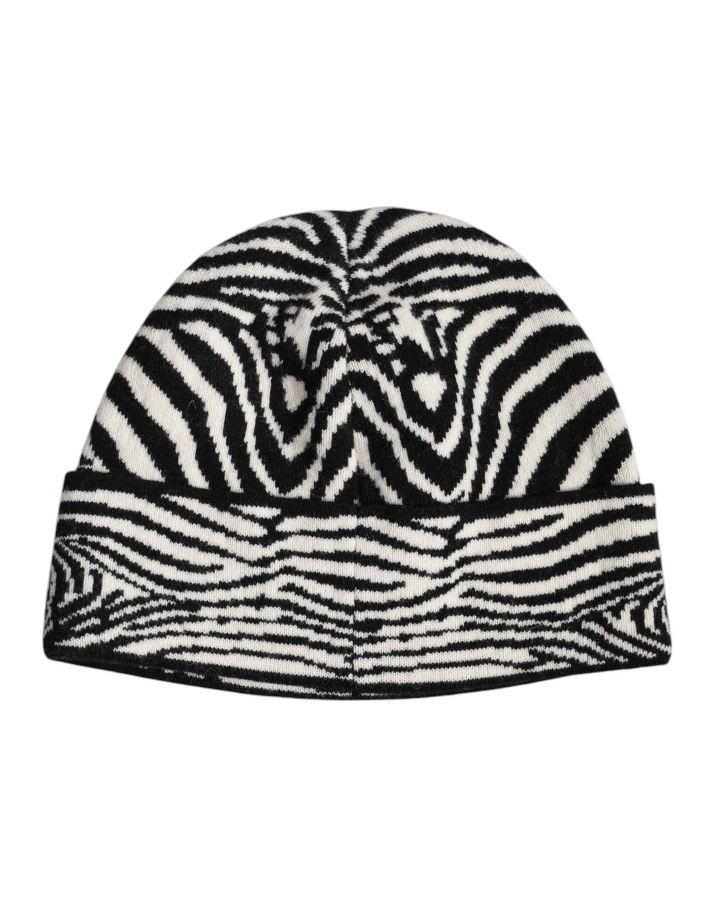 Dolce &amp; Gabbana Black White Zebra Knitted Winter Beanie Hat