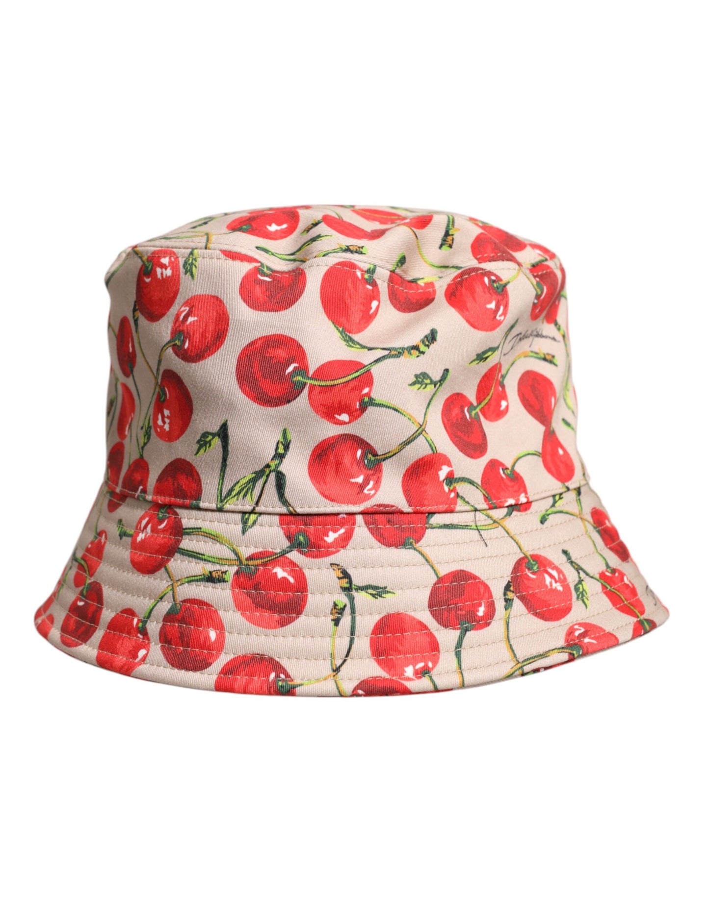 Dolce &amp; Gabbana Beige Cotton Printed Wide Brim Bucket Hat