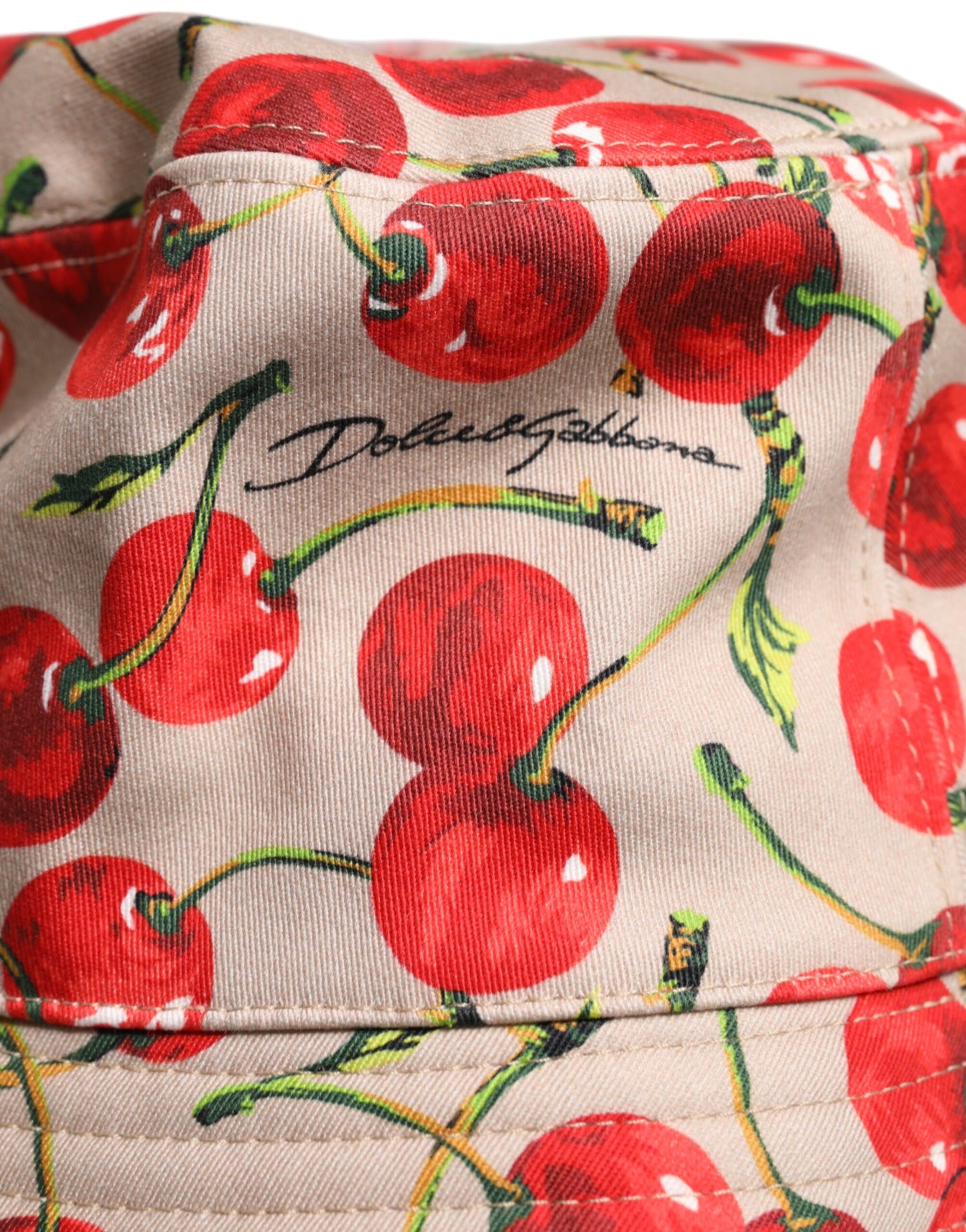 Dolce &amp; Gabbana Beige Cotton Printed Wide Brim Bucket Hat
