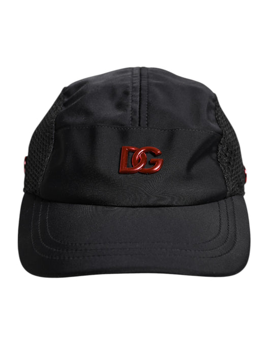 Dolce &amp; Gabbana – Schwarze Baseballkappe aus Nylon mit DG-Logo und 6 Paneelen