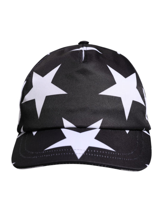 Dolce &amp; Gabbana Schwarze Baseballkappe aus Polyester mit Sternenmuster