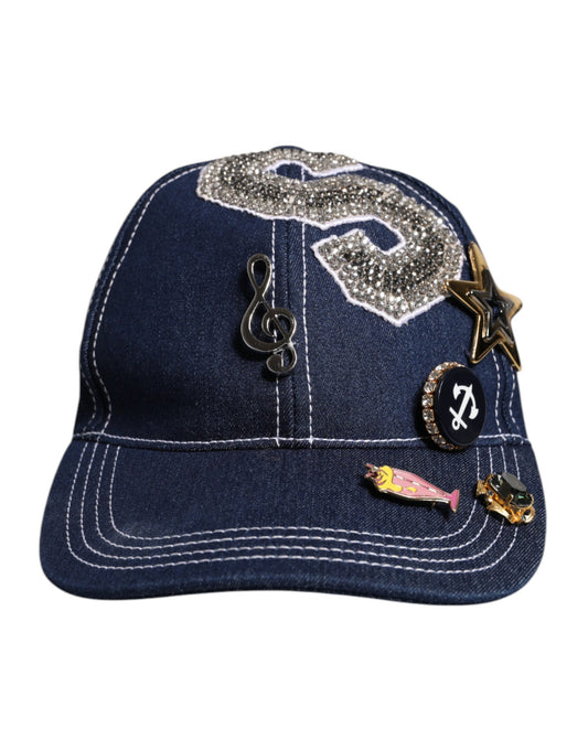 Dolce &amp; Gabbana – Baseballkappe mit blauer Kristallverzierung