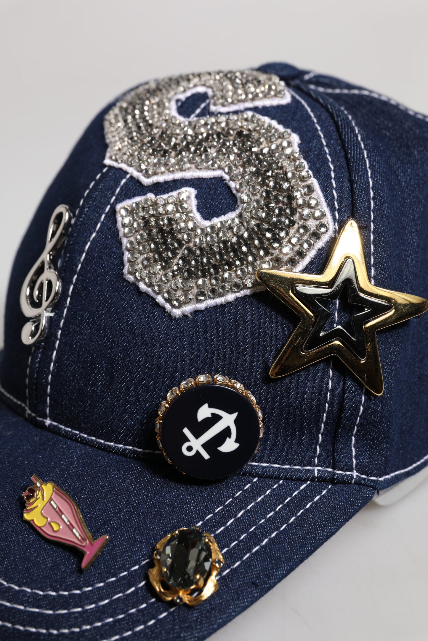 Dolce &amp; Gabbana – Baseballkappe mit blauer Kristallverzierung
