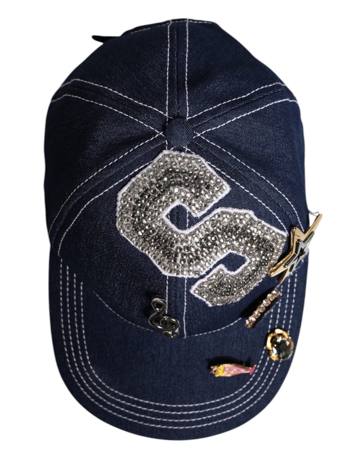 Dolce &amp; Gabbana – Baseballkappe mit blauer Kristallverzierung