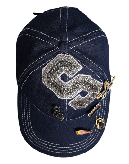 Dolce &amp; Gabbana – Baseballkappe mit blauer Kristallverzierung