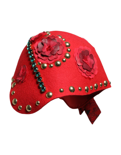 Dolce &amp; Gabbana – Hut mit roter Kristall- und Goldrosenbrosche