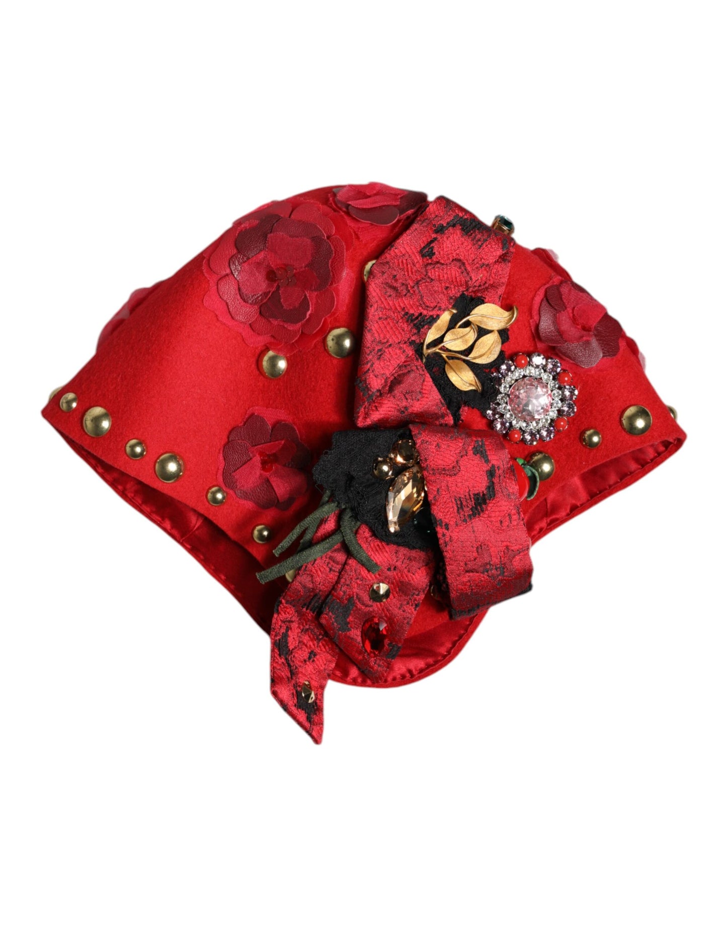Dolce &amp; Gabbana – Hut mit roter Kristall- und Goldrosenbrosche