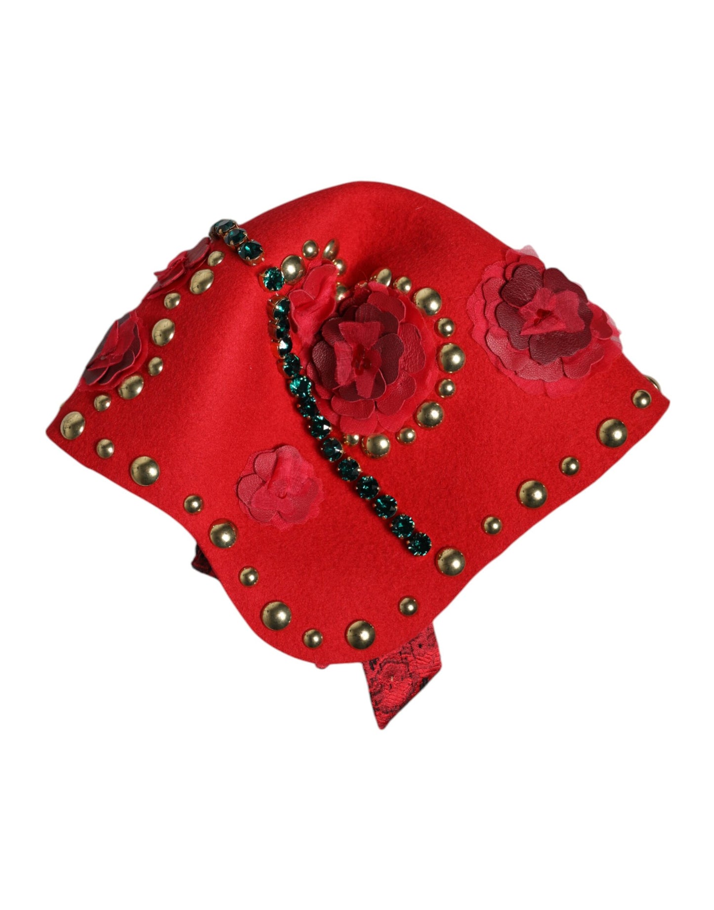 Dolce &amp; Gabbana – Hut mit roter Kristall- und Goldrosenbrosche