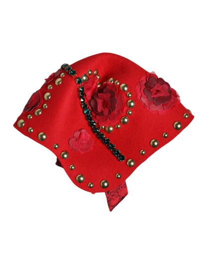 Dolce &amp; Gabbana – Hut mit roter Kristall- und Goldrosenbrosche