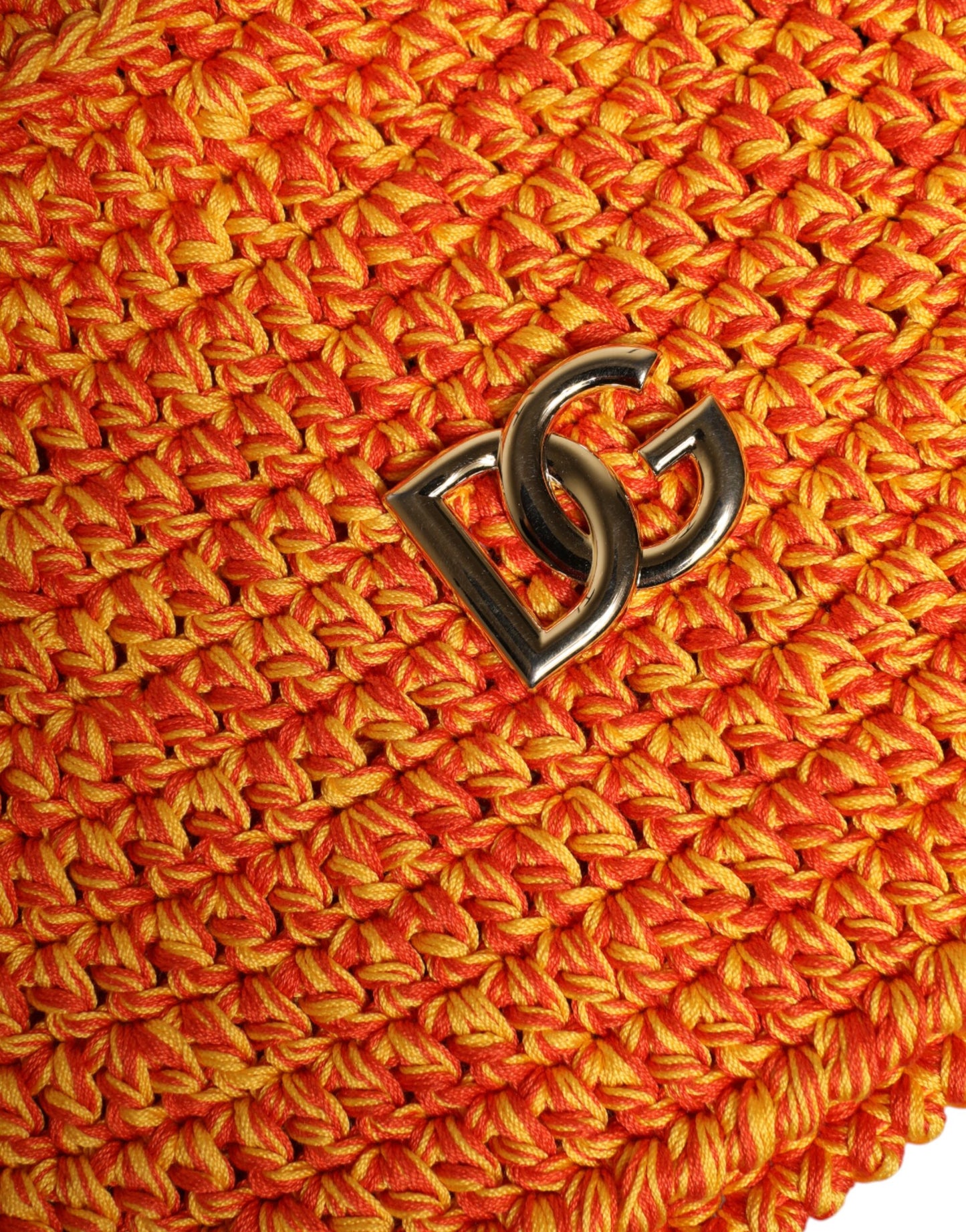 Dolce &amp; Gabbana – Orangefarbener Fischerhut aus gehäkelter Baumwolle mit DG-Logo