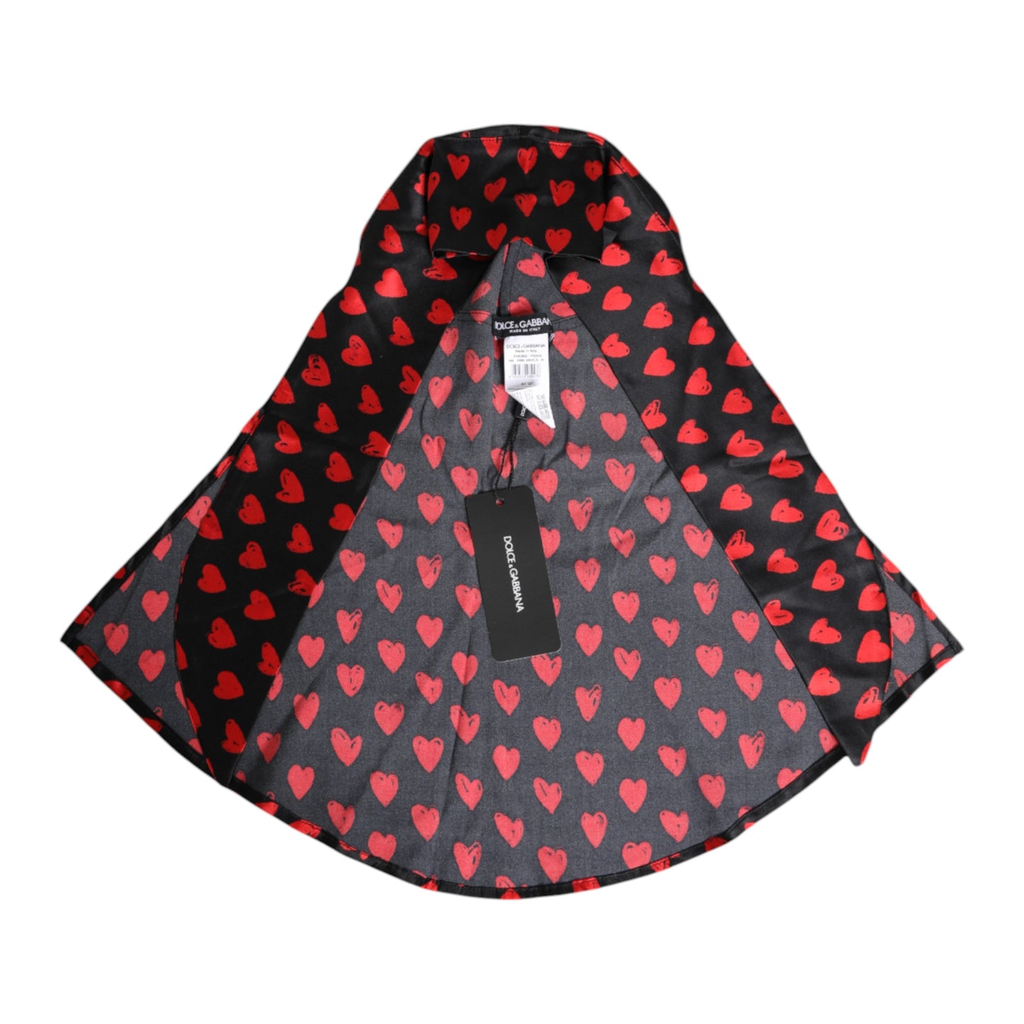 Dolce &amp; Gabbana Schwarz-rote Polyestermütze mit Herzen