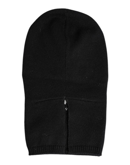Dolce &amp; Gabbana – Schwarze, gestrickte Skimaske aus Kaschmir – Balaclava-Mütze