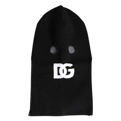 Dolce &amp; Gabbana – Schwarze, gestrickte Skimaske aus Kaschmir – Balaclava-Mütze