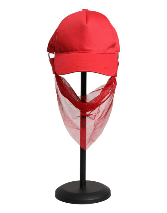 Dolce &amp; Gabbana – Rote Baseballkappe aus Baumwolle mit 6 Paneelen für Damen