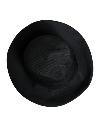 Dolce &amp; Gabbana – Fedora-Hut aus schwarzer Baumwolle mit breiter Krempe
