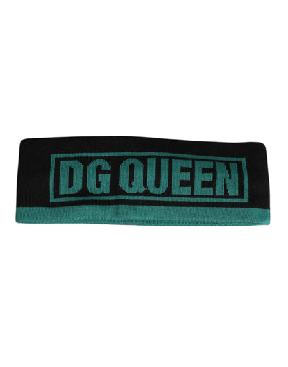 Dolce &amp; Gabbana Black Silk Knitted DG Queen Head Band Hat