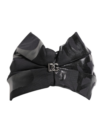 Dolce &amp; Gabbana – Schwarze Nylon-Stretch-Mütze mit DG-Logo